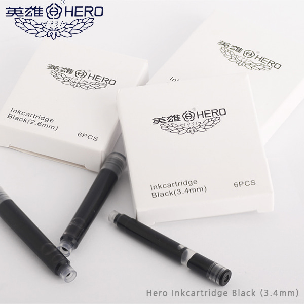 히어로 HERO 잉크 카트리지/3.4mm 블랙 6본입